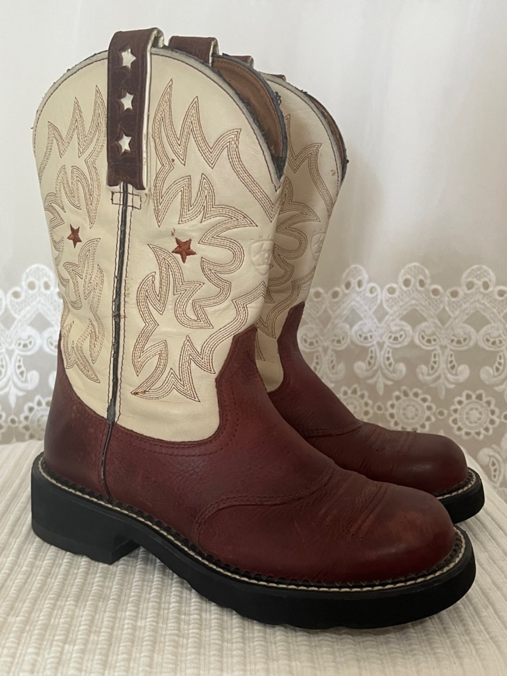 Ariat Heritage Starred Roper Western Cowgirl Leather Boots Womens 16703 Size 7 B